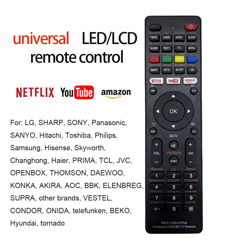 Remote รีโมททีวี รุ่นทั่วไป Universal LCD/LED สากล (ยี่ห้อต่างๆ) RM-L1130+X PIUS