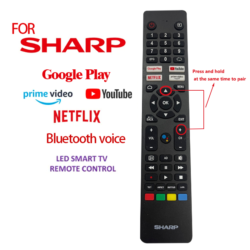 ของแท้ คำสั่งเสียง Remote รีโมททีวี SHARP Smart TV รีโมท 4K 8K UHD Android NETFLIX/YouTube/Google Play/prime video RC-20