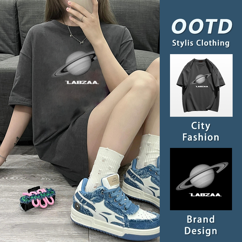 เสื้อยืดผู้หญิง แฟชั่นมาแรง สไตล์อเมริกันย้อนยุค โอเวอร์ไซซ์ 100%cotton ใส่สบาย YG316