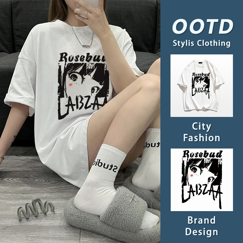ส่งจากไทย เสื้อยืดผู้หญิง เสื้อยืดคอตตอน ลายสกรีนอนิเมะญี่ปุ่น oversize T-shirt YG273