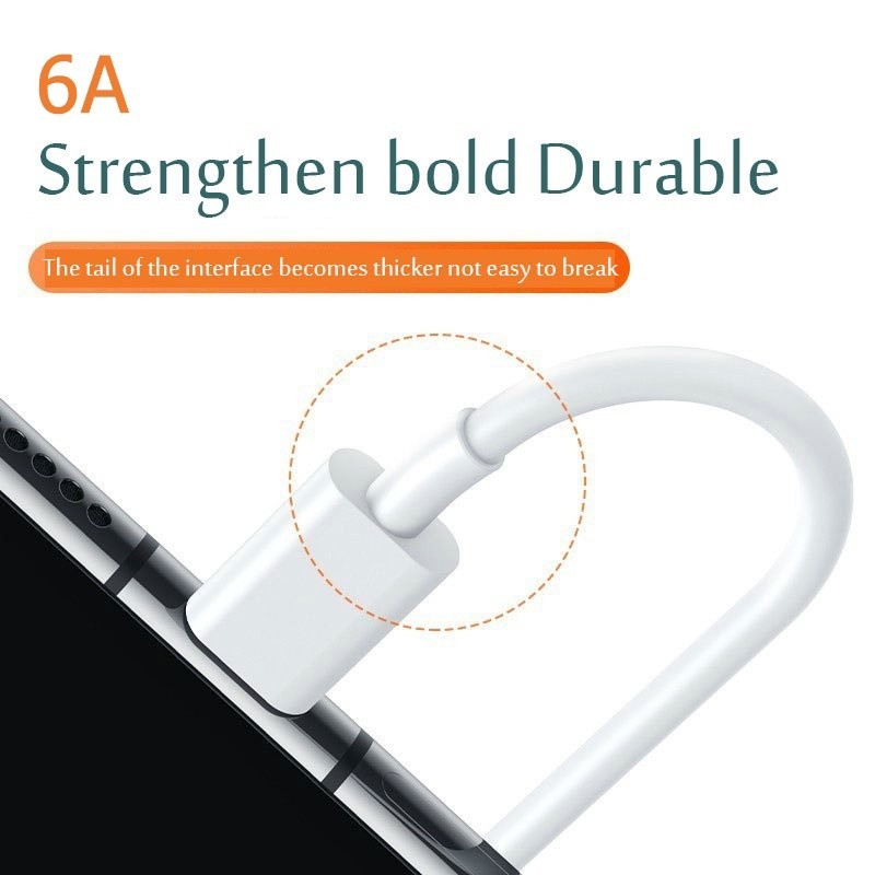 2เมตร Quick Charge 3.0 รองรับ สายชาร์จ Type-C ชาร์จเร็ว สำหรับ ไฟเร็ว ซิงค์ข้อมูลอย่างเสถียร6A Super Fast Charging Cable