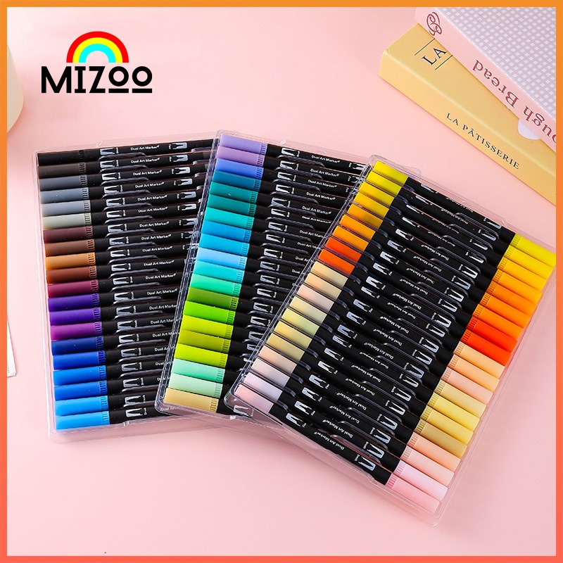 [ส่งจากกรุงเทพ] 24-120 สี ปากกาเมจิก ปากกาสี ปากกามาร์กเกอร์ ชุดปากกาสีน้ำ สองหัว ล้างทําความสะอาดได้ สําหรับเด็กนักเรียน