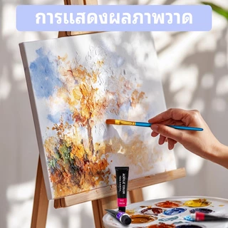 Mizoo สีอะคริลิค 12/24สี Acrylic Paint 12ml พร้อมเครื่องมือ ระบายสีDIY ระบายได้เกือบทุกพื้นผิว