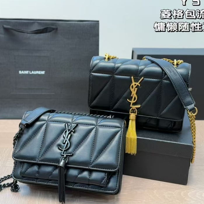 [ของแท้ดั้งเดิมพร้อมกล่องบรรจุภัณฑ์] Ysl หนังแท้ 100% ยาวซิป Granular นูนกระเป๋าสตางค์หนังควิลท์ผู้ห