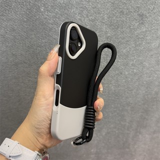 เคส Iphone 16 พร้อมสายเชือกเส้นเล็กเคสโทรศัพท์ซิลิโคนคุณภาพสูงสําหรับ iPhone 13 14 15 16 Pro max 16 plus case ความงามปลอกกันกระแทก iPhone พร้อมเชือกคล้องเคส iPhone 2 in 1