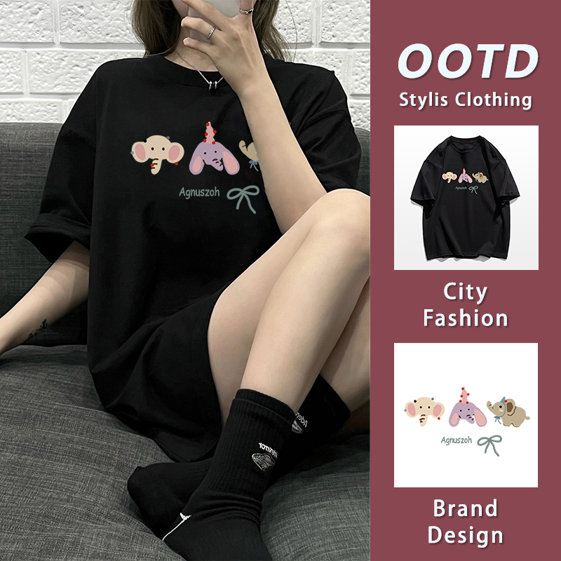เสื้อยืดแขนสั้น ผ้าฝ้ายแท้ โอเวอร์ไซซ์ ใส่สบาย พิมพ์ลายแฟชั่น เรียบง่ายแมทช์ง่าย YG811