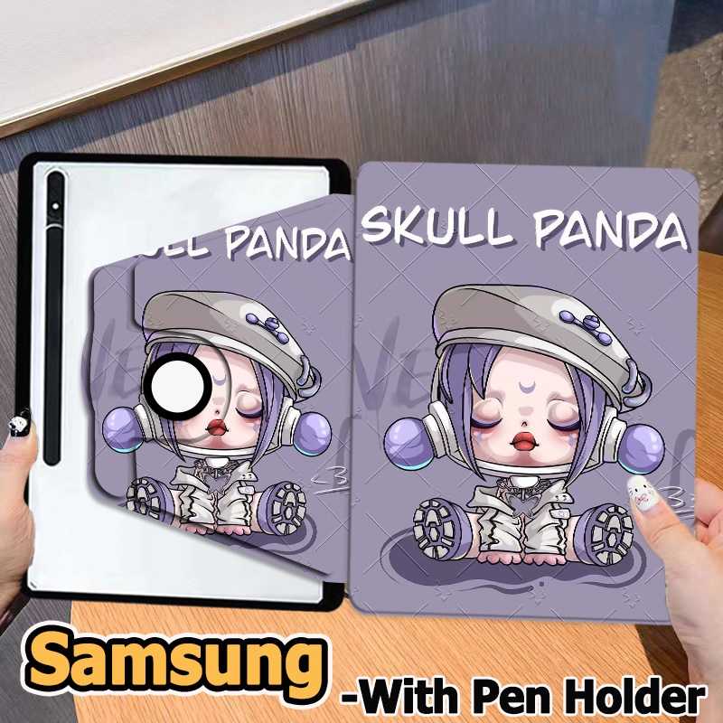 360°หมุนตั้ง/นอนได้ เคส Samsung Galaxy Tab S6 lite S7 S8 S9 S10+/S7FE S9FE S9FE+ A8 A9 A9+ เคสฝาพับ Samsung Galaxy Tab S8+ S9+ S7+ A7lite Right pen เคส Galaxy skullpanda case Samsung