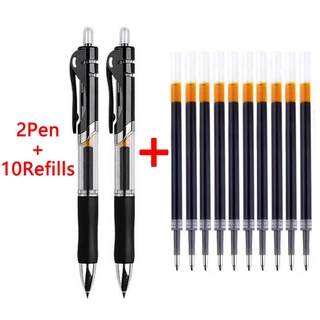 ปากกาลูกลื่นหมึกเจลสีดํา / แดง / สีฟ้าความจุขนาดใหญ่, 0.5 มม. 2 ชิ้น + 10 ชุดปากกาเจล