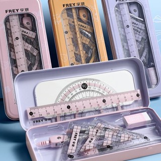 ชุดไม้บรรทัดสามเหลี่ยม ไม้โปรแทรกเตอร์ เข็มทิศยาง เครื่องเขี…