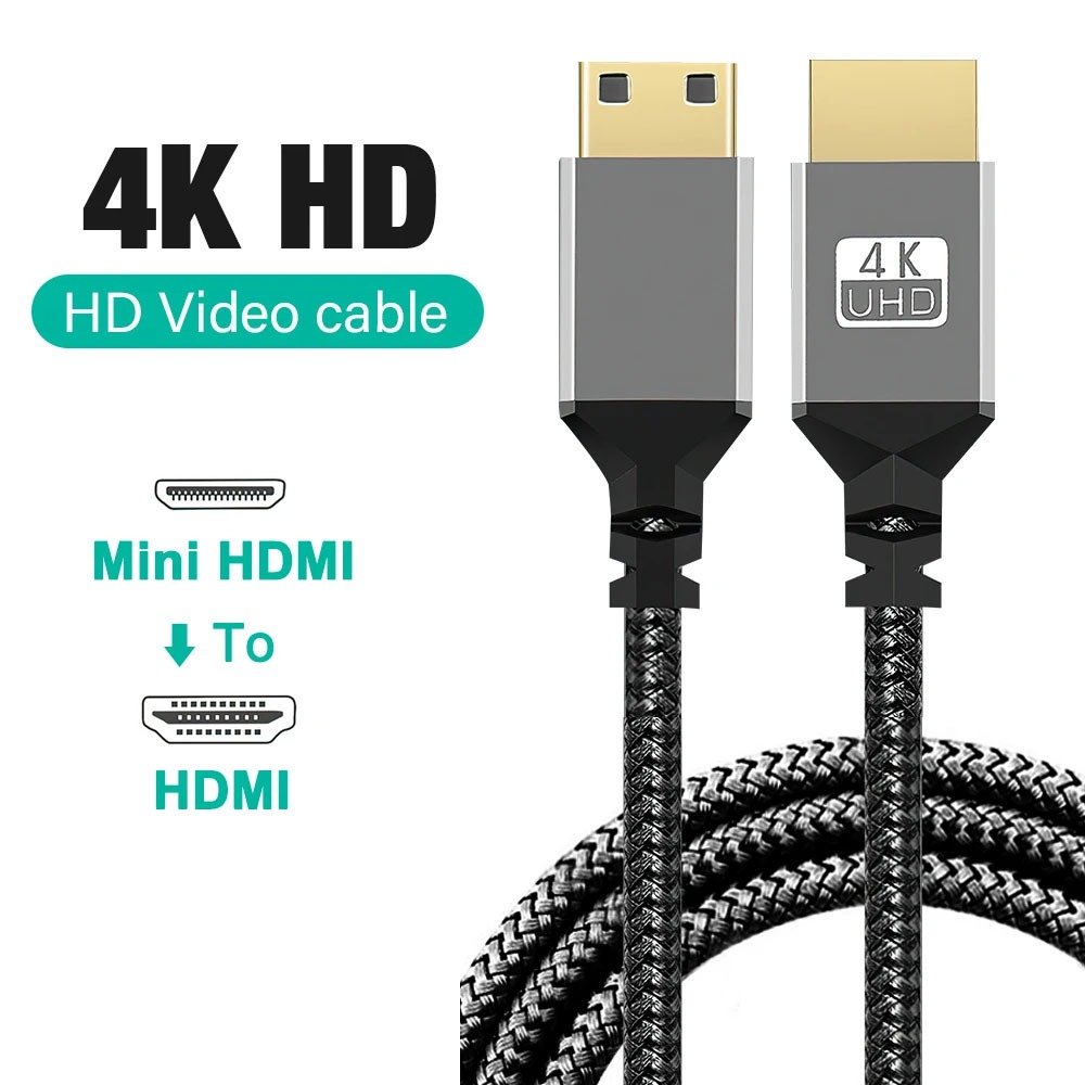 0.3m 1m 2m 3m 5m 10m Mini HDMI to HDMI-ใช้งานร่วมกับสาย 4K 60Hz Micro HDMI to HDMI 2.0 สําหรับ HDTV 