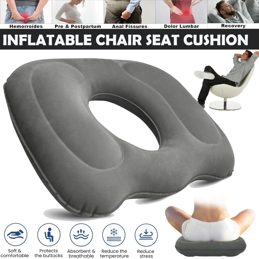 Leakproof Inflatable Donut หมอนปรับน้ําหนักเบา หมอนโดนัท รองก้น กันแผลกดทับ ริดสีดวง แผลบริเวณตูดหลังผ่าตัด หมอนวงกลม Ergonomic Inflatable Donut Pillow Seat Cushion
