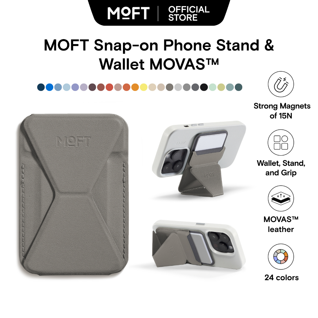 MOFT Snap on Phone Stand Wallet กระเป๋าสตางค์ MOVAS™ - เข้ากันได้กับแม่เหล็ก ขาตั้งโทรศัพท์ แม่เหล็ก ที่ตั้งมือถือ For iPhone Accessory