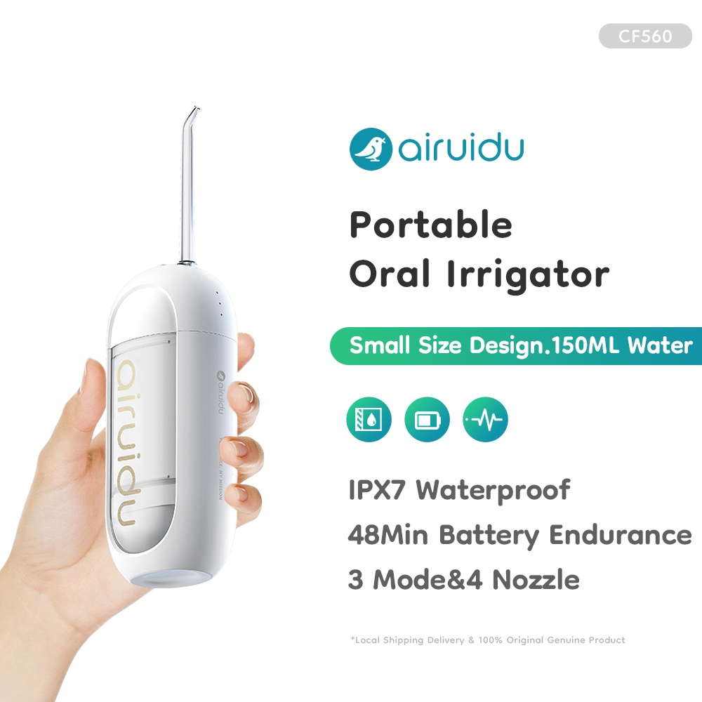 Airuidu CF560 Water Flosser 3โหมด 4หัวฉีด Flosser ทําความสะอาดฟัน IPX7 กันน้ํา Dental Care แบบพกพาทําความสะอาดฟัน Oral Care