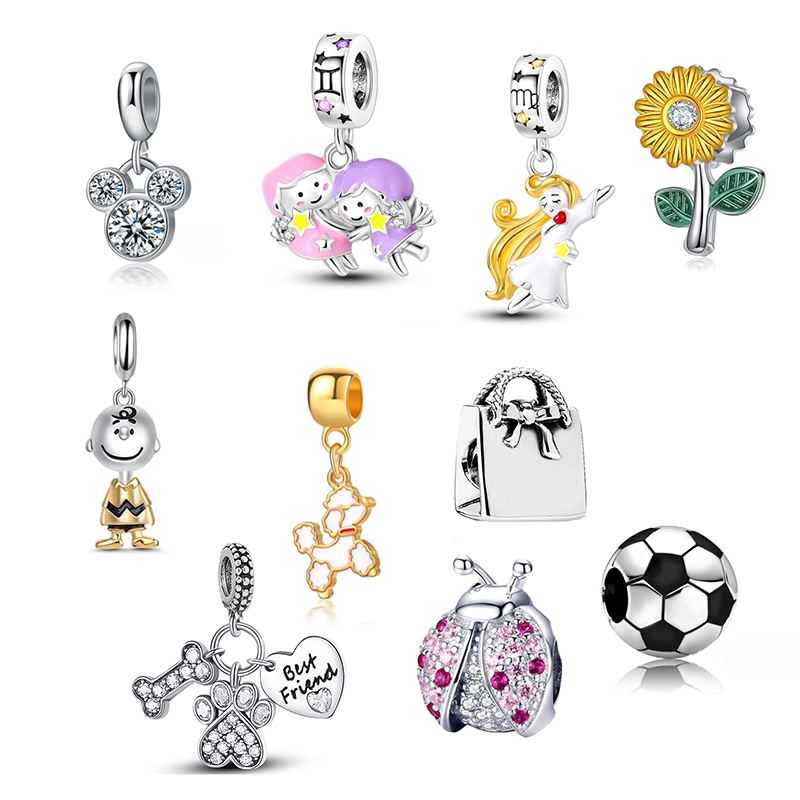 Lijiay ใหม่แฟชั่นกลีบกระดูกสุนัขแท็กจี้ Charms Pink zircon สําหรับสร้อยข้อมืออุปกรณ์เสริมคลาสสิก