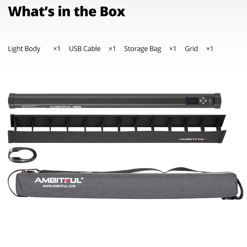 Ambitful 2500K-8500K A2 PRO A2PRO RGB Tube Light Full Color LED Video Stick Light พร้อมการควบคุมแบตเตอรี่ลิเธียมในตัวโดย APP