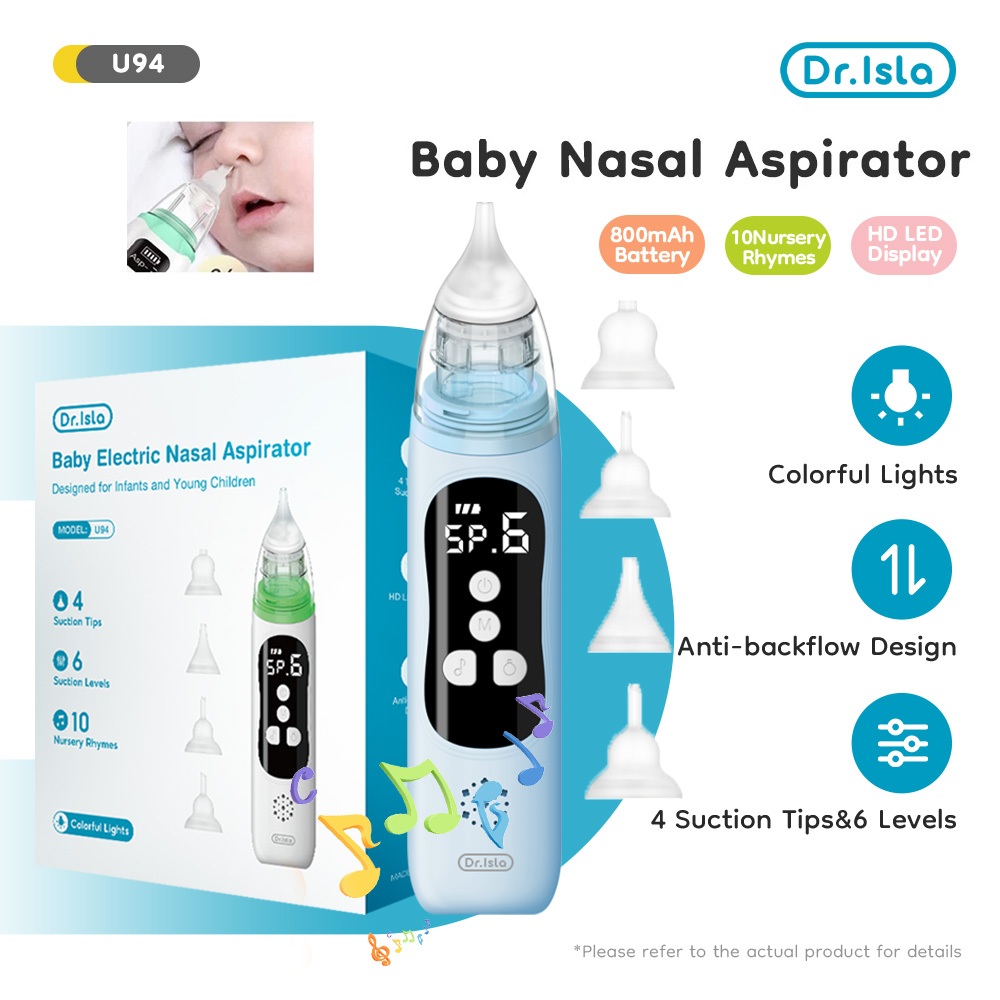 Dr.isla U94 ที่ดูดน้ำมูกเด็ก เครื่องดูดน้ำมูก ที่ดูดน้ำมูก Soft Nasal Aspirator เครื่องดูดน้ำมูกอัตโนมัติช่วยแก้อาการหวัดของทารกนำเข้าจากสิงคโปร์