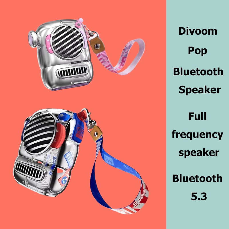 Divoom Pop mini Speaker ลําโพงบลูทูธแบบพกพาพร้อมตะขอ เบสบาลานซ์ สําหรับตั้งแคมป์ เดินป่า กลางแจ้ง 2024 ใหม่