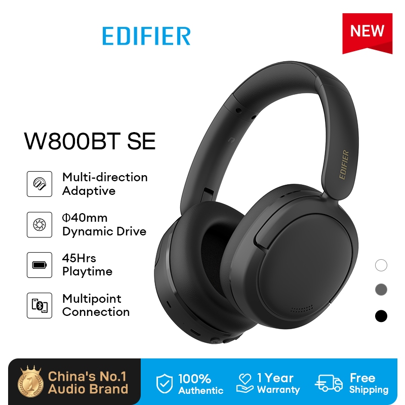 Edifier W800BT SE หูฟังครอบหูบลูทูธ V5.4 40 มม.ไดรเวอร์แบบไดนามิก 45H เวลาเล่น AI ลดเสียงรบกวนการเชื่อมต่อหลายจุดชาร์จเร็วพับได้การออกแบบที่ทนทาน 0.06s Latency ต่ํา