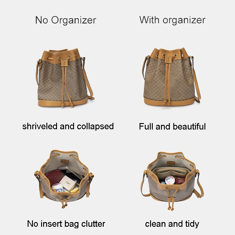 Multi-pocket Felt Organizer กระเป๋าสําหรับ Mickey Mouse GG Bucket กระเป๋าแต่งหน้ากระเป๋ารองรับแบบพกพาใส่กระเป๋า Organizer