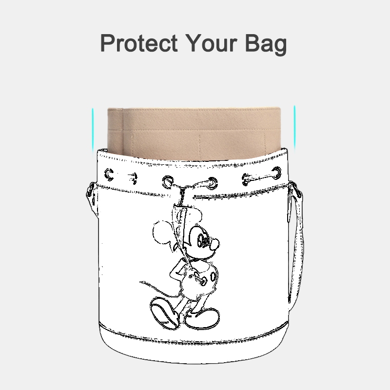 Multi-pocket Felt Organizer กระเป๋าสําหรับ Mickey Mouse GG Bucket กระเป๋าแต่งหน้ากระเป๋ารองรับแบบพกพาใส่กระเป๋า Organizer