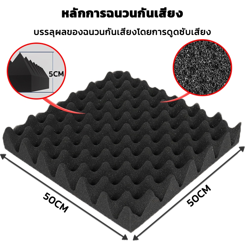GREENIKA ปลีก/ส่ง แผ่นซับเสียงกาวในตัว (16 แผ่น/แพ๊ค) ที่เก็บเสียงห้อง กันความร้อน ติดตั้งง่าย - รูปที่ 3