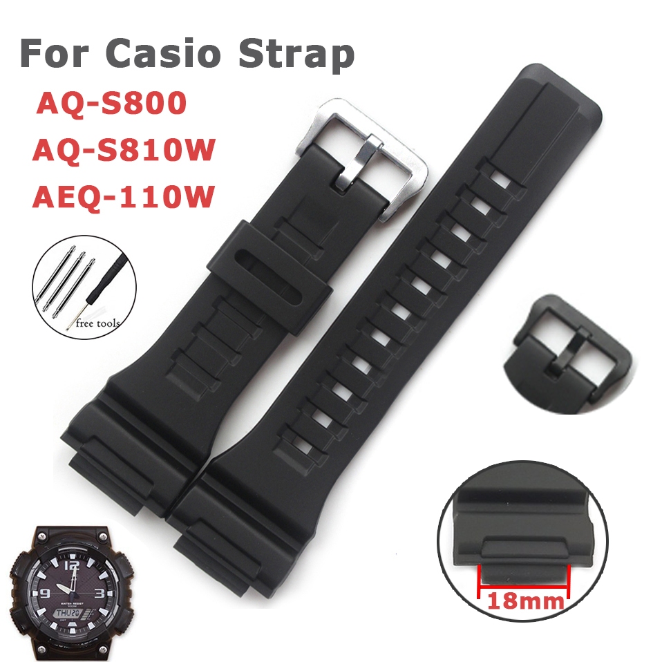 สายนาฬิกาซิลิโคนเรซิ่น 18 มม. สําหรับ Casio AQ-S800/AQ-S810W/AEQ-110W/W-735H กันน้ํา กีฬา ผู้ชาย