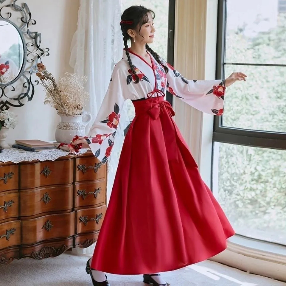 Hanfu Retro สไตล์จีนชุดสาว Black Camellia Poppy คอสเพลย์เครื่องแต่งกาย ของขวัญปีใหม่
