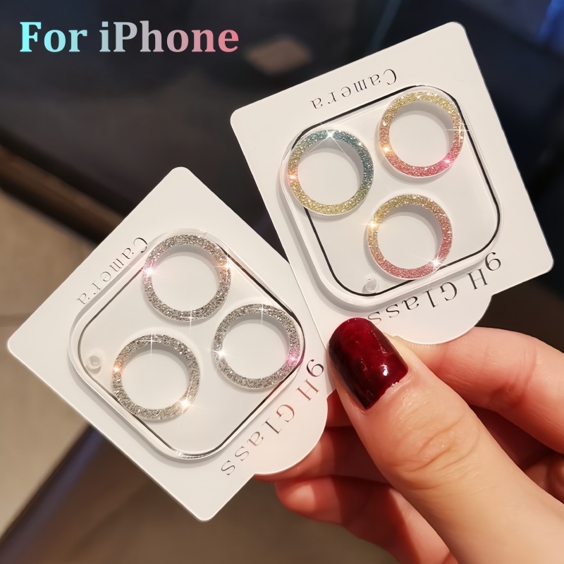Glitter ตัวป้องกันเลนส์กล้องสําหรับ iPhone 16 15 14 13 12 11 Pro Max ProMax 16 14 Plus 12 Mini Full Coverage Bling Bling กระจกนิรภัยกล้องเลนส์ฟิล์ม