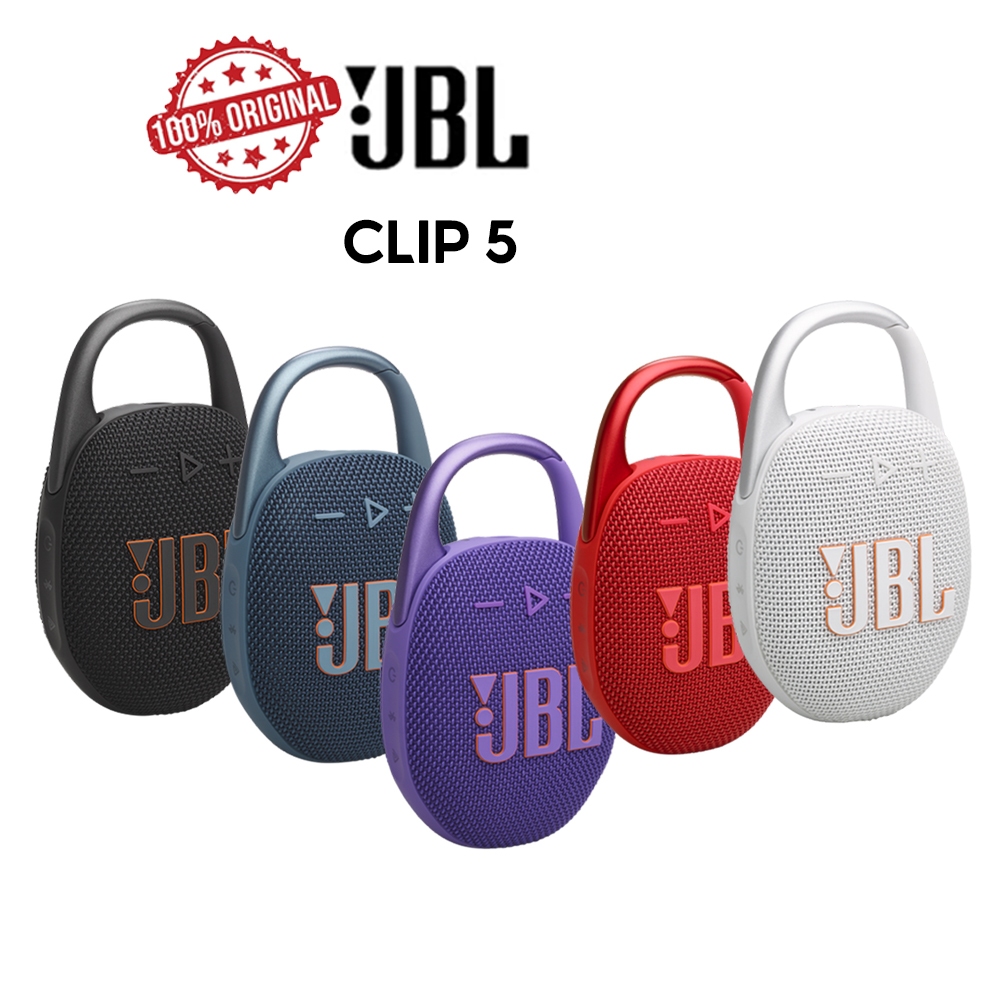 ลำโพงบลูทูธแบบพกพา JBL Clip 5 กันน้ำและกันฝุ่นระดับ IP67 เหมาะสำหรับใช้ในบ้าน กลางแจ้ง และระหว่างเดินทาง