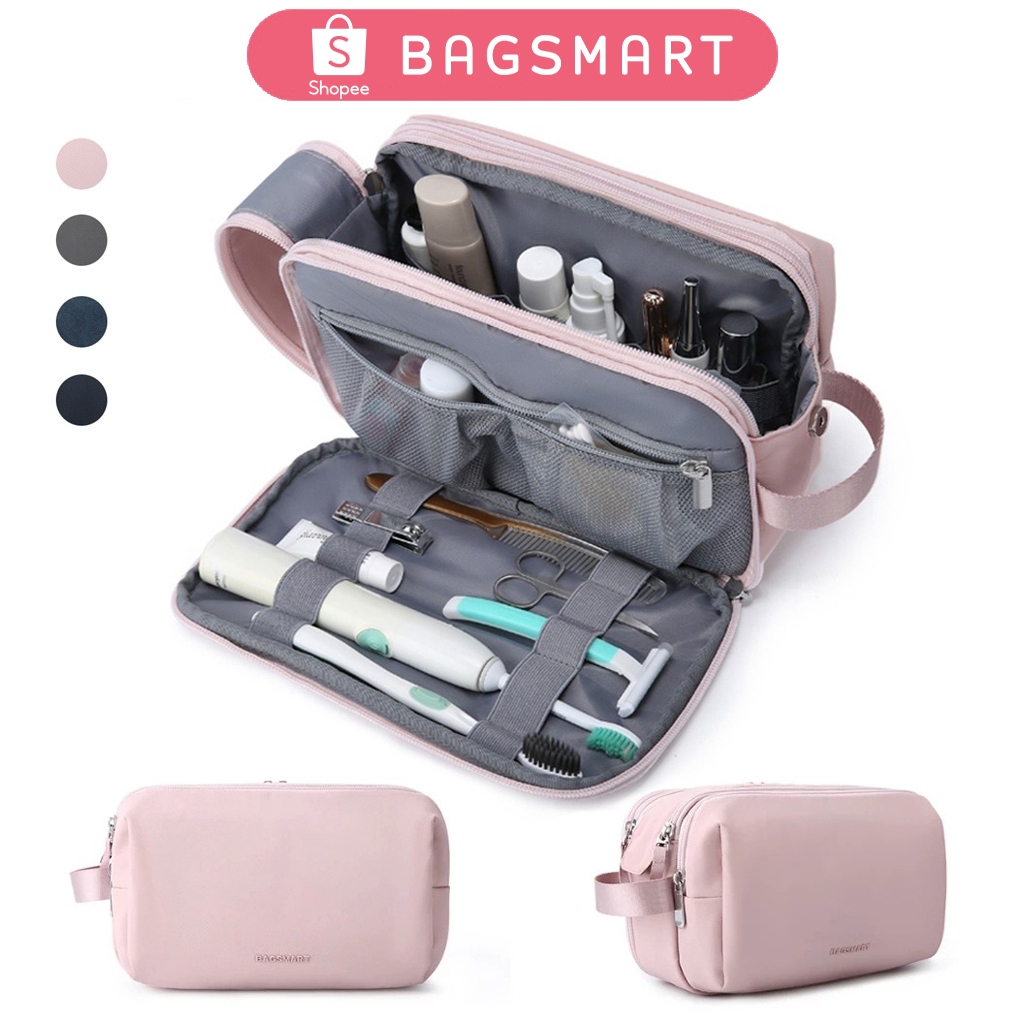 BAGSMART กระเป๋าใส่อุปกรณ์อาบน้ํา กระเป๋าแต่งหน้าเครื่องสําอาง กันน้ํา Dopp Kit Unisex Travel Organizer กระเป๋าเก็บโกนหนวด