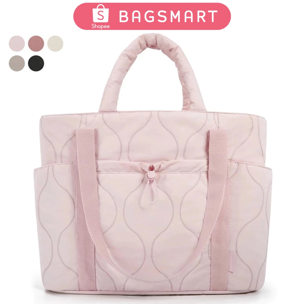 BAGSMART กระเป๋าสะพายไหล่ กระเป๋าสะพายข้าง ใส่โน้ตบุ๊คได้ จุของได้เยอะ สุภาพสตรีกระเป๋าสะพายขนาดใหญ่ shopping bag Travel Tote Bag