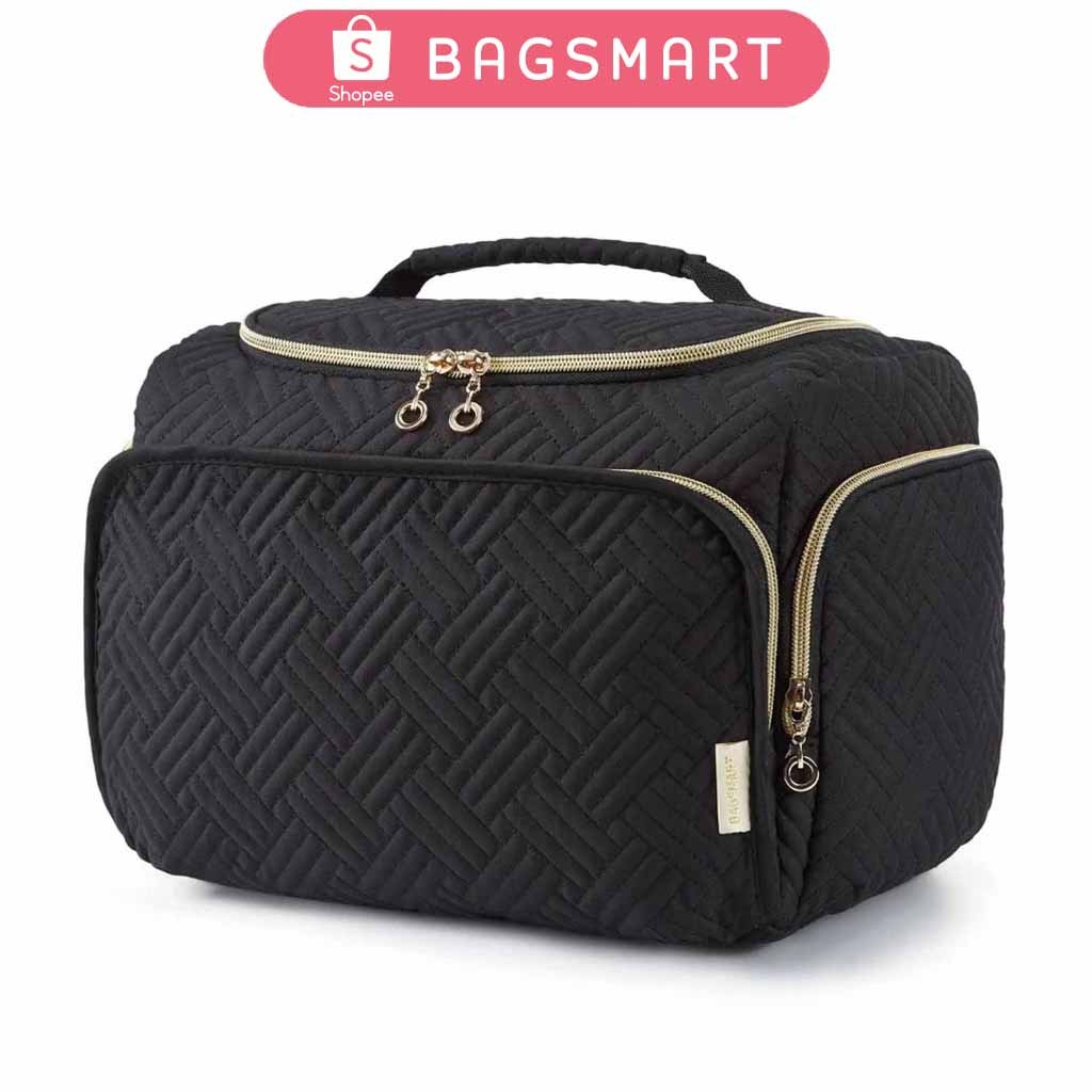 BAGSMART กระเป๋าเครื่องสําอาง ความจุขนาดใหญ่ กันน้ํา แบบพกพา สําหรับผู้หญิง กระเป๋าคลัทช์ กระเป๋าเดินทาง ขนาดใหญ่ Travel Organizer Case