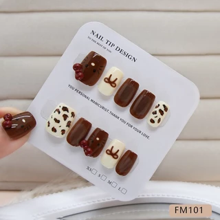 Cat Eye Press on Nails เล็บปลอมทรงสี่เหลี่ยมสั้นพร้อมสติ๊กเกอร์กาว XS/S/M