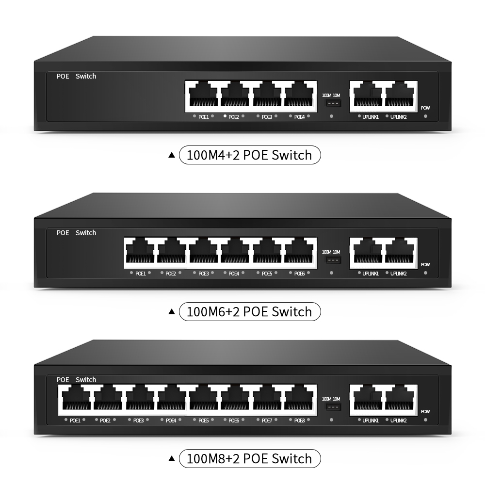 6 /8 /10ports 10/100M 4/6/8 +2 poe switch port poe 802.3at/af 48v (65w-72w) 2 port uplink สําหรับกล้องกล้องวงจรปิด ip ethernet switch