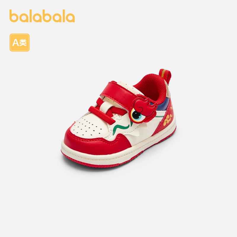 Balabala รองเท้าผ้าใบสำหรับเด็กทารก สีขาว-แดง (2025)
