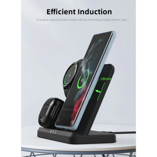 สถานีชาร์จไร้สายสําหรับ Samsung 3 in 1 Charger สําหรับ Galaxy Watch 8/7/6/5/4/3/Active S26 S25 S24 S23 Ultra Note20 Z Flip 5 6 พับ Galaxy Buds