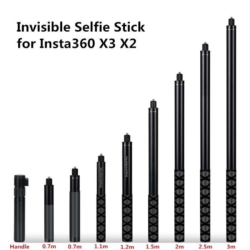 2026 ใหม่สําหรับ insta360 X5 X3 X4 1.2m 2m 3m คาร์บอนไฟเบอร์ที่มองไม่เห็น Selfie Stick Bullet Time หมุนขาตั้งกล้องสําหรับ GoPro Insta360 X4 X3 X2 Ace Pro อุปกรณ์เสริม Bullet Time ขาตั้งกล้อง