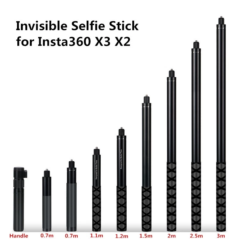 2026 ใหม่สําหรับ insta360 X5 X3 X4 1.2m 2m 3m คาร์บอนไฟเบอร์ที่มองไม่เห็น Selfie Stick Bullet Time หมุนขาตั้งกล้องสําหรับ GoPro Insta360 X4 X3 X2 Ace Pro อุปกรณ์เสริม Bullet Time ขาตั้งกล้อง