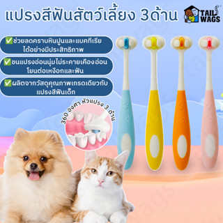 🐶😻แปรงสีฟันสัตว์เลี้ยงแปรงสีฟันหมาและแมวแปรงสีฟันหมา แปรงสีฟ…