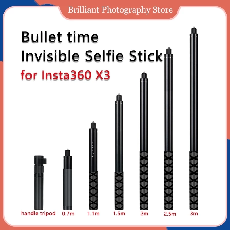 2026 ใหม่สําหรับ insta360 X5 X3 X4 1.2m 2m 3m คาร์บอนไฟเบอร์ที่มองไม่เห็น Selfie Stick Bullet Time หมุนขาตั้งกล้องสําหรับ GoPro Insta360 X4 X3 X2 Ace Pro อุปกรณ์เสริม Bullet Time ขาตั้งกล้อง thumbnail 3