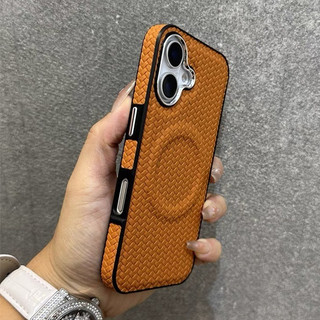 ใหม่ทอหนังเคสโทรศัพท์เข้ากันได้สําหรับiphone 16 Pro Max 11 12 13 14 15 Pro Max 14/15/16Plusพร้อมแม่เหล็กAnti Dropผู้ชายปลอกฮาร์ดปกหลัง