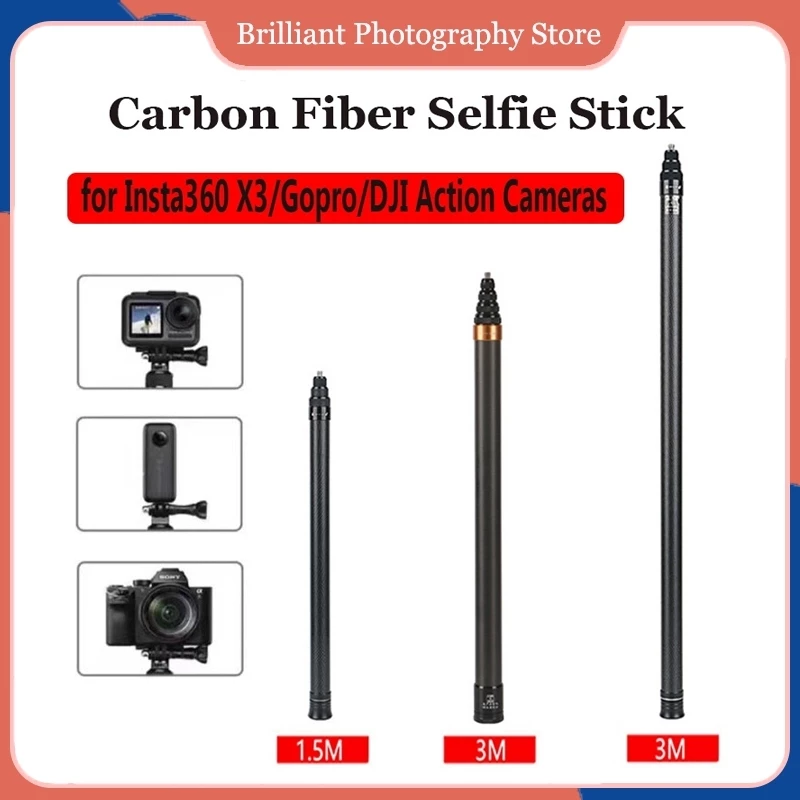 2026 ใหม่สําหรับ insta360 X5 X3 X4 1.2m 2m 3m คาร์บอนไฟเบอร์ที่มองไม่เห็น Selfie Stick Bullet Time หมุนขาตั้งกล้องสําหรับ GoPro Insta360 X4 X3 X2 Ace Pro อุปกรณ์เสริม Bullet Time ขาตั้งกล้อง thumbnail 7