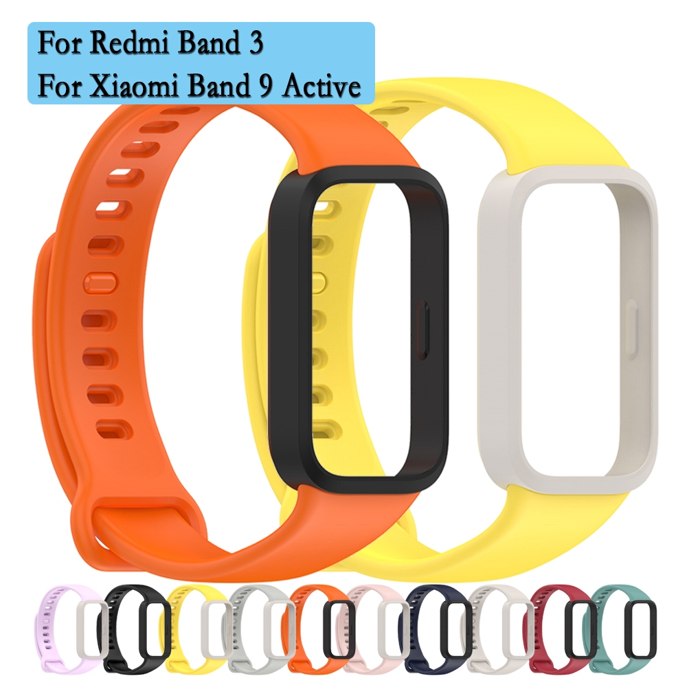 เคส + สายรัดสําหรับ Xiaomi Band 9 Active/สําหรับ Redmi Band 3 คุณภาพสูงนุ่มและทนทานสายนาฬิกาซิลิโคนสําหรับ Redmi Band 3