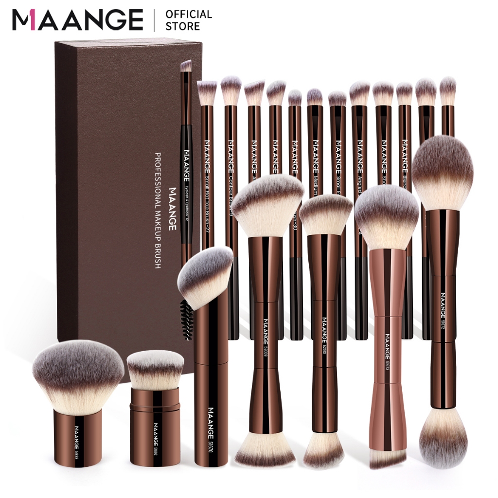 MAANGE เซตแปรงแต่งหน้า 20ชิ้น ชุดแปรงแต่งหน้าอเนกประสงคกับล่องเก็บของ ท่ออลูมิเนียมคุณภาพสูง