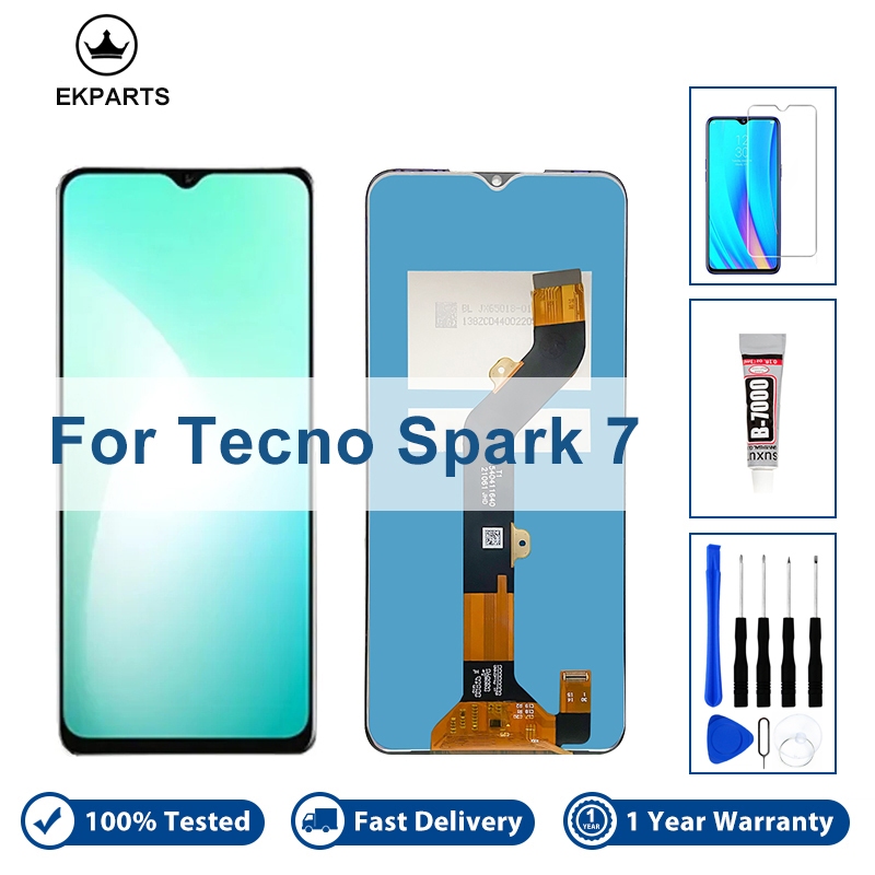 6.5 "LCD สําหรับ Infinix Tecno Spark 7 KF6 KF6j KF6i จอแสดงผลแผงสัมผัส Digitizer Assembly พร้อมเครื่