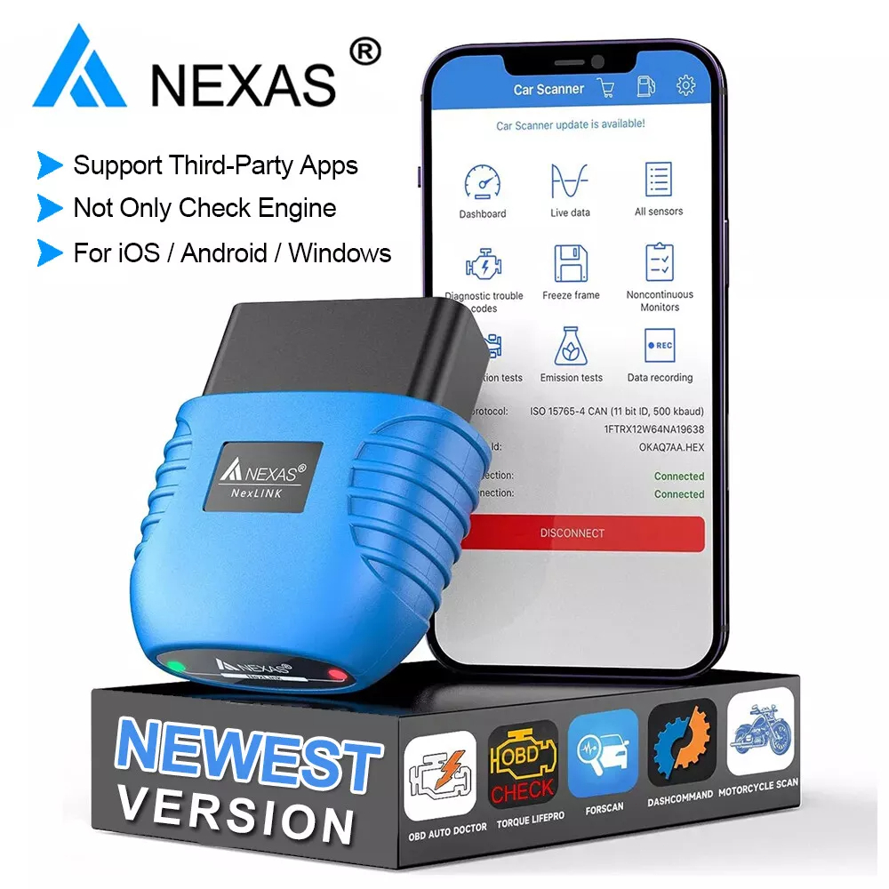 Nexas Bluetooth OBD2 Scanner เครื่องสแกนเนอร์รถยนต์ เครื่องอ่านโค้ด เข็ครถยนต์ EV Hybrid มอเตอร์ไซค์