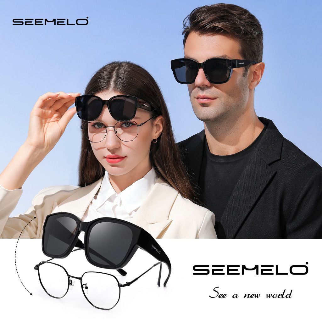 SEEMELO ผู้ชายแว่นกันแดดผู้หญิงแว่นกันแดดพับได้แฟชั่นแว่นกันแดดกรอบใหญ่แว่นกันแดดโพลาไรซ์ฤดูร้อนกลางแจ้ง