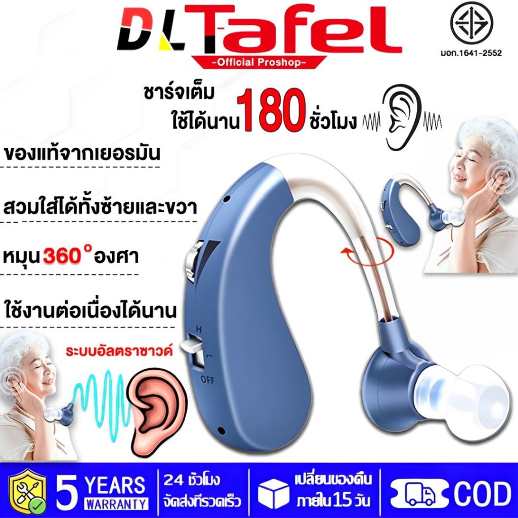 รับประกัน 5 ปี เครื่องช่วยหูฟัง《USB ชาร์จหลังหูเครื่องขยายเสียงเสียงชุดปรับ ใส่สบาย ไม่หลุดง่าย ไม่มีเสียงรบกวน 》สำหรับคนหูหนวก Hearing Aids