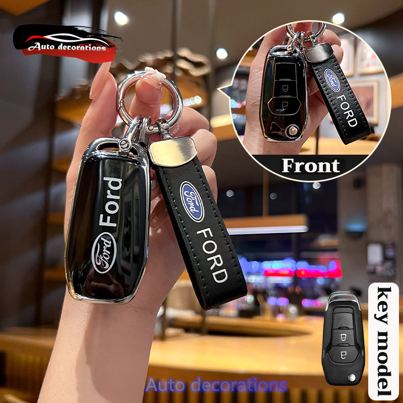 2 ปุ่ม พวงกุญแจขอบเงิน Ford เหมาะสําหรับ Ford ranger xls / ranger wildtrak / ranger xlt / ฝาครอบกุญแจ EVEREST