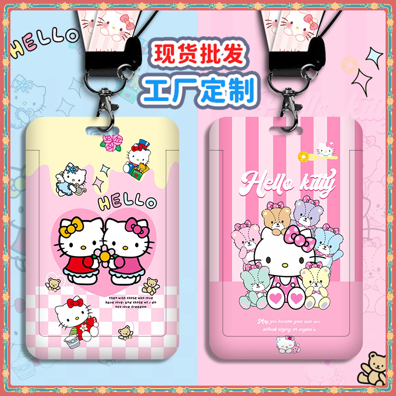 คลังสินค้าพร้อม Sanrio Hellokitty Multi-Accessories Card Holder Long Lanyard Card Holder EasyCard Card Holder Anti-Lost Protective Case Card Holder Charm Access Control Card Bus MRT Card Holder ABS ID Holder Multi-Accessories Card Holder Long